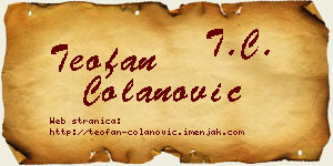 Teofan Čolanović vizit kartica